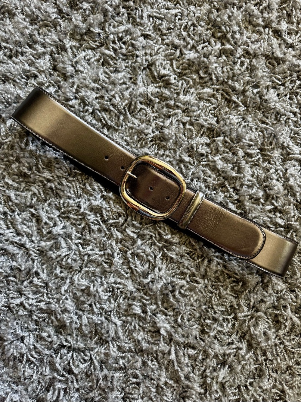 Women’s Vintage Vitanuova Metallic Finish Leather Statement Belt - Size 30/32